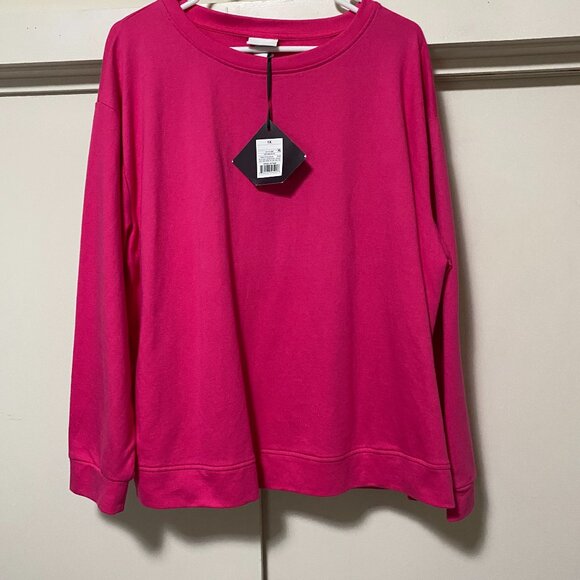 NWT - Ava & Viv hot pink warm & cozy sweatshirt, size 1X - Picture 1 of 12
